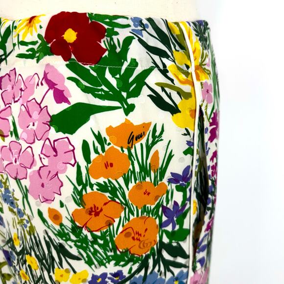 Gucci x Ken Scott Silk Twill Floral Pants Cropped XS Multicolor Flora - Picture 6 of 13